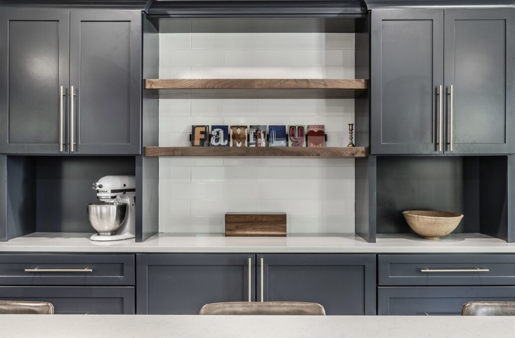 Beautiful On Budget 1 Kitchen remodel, custom shelves and cabinets by RInes Design